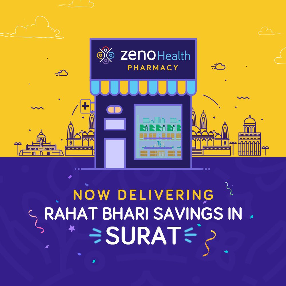zeno_health's tweet photo. Surat, you’re in for some Rahat bhari savings! Because Zeno Health has finally opened its doors to Surat. Toh, der kis baat ki? Step into our newest pharmacy store for some asli bachat on quality generic medicines today!#zenohealth #rahatkigoli #surat #newlaunch #genericmedicine https://t.co/SEHUfPVdLC