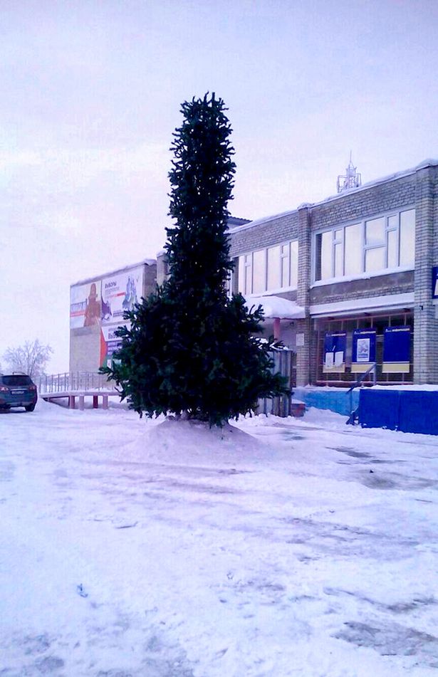 arlenestuartuk's tweet photo. Village residents are left fuming at the Christmas tree erected in the square.  Council officials say it's a work in progress and they have it in hand. 🤪 #forth1 #wtf https://t.co/wUYpi9OjrS