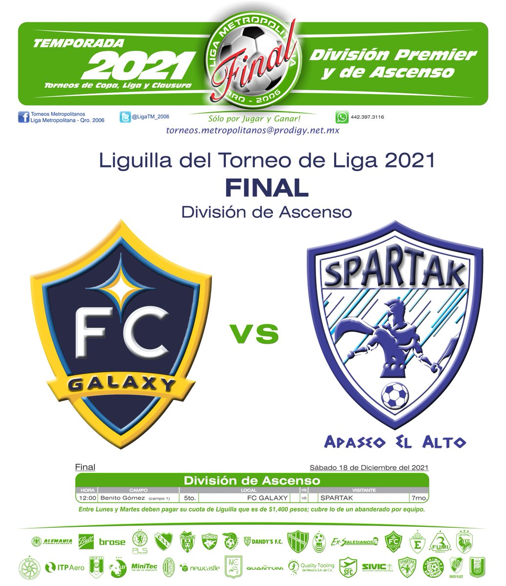 LigaTM_2006's tweet photo. Este sábado 18 de Diciembre son las Finales del Torneo de Liga - División Premier y  Ascenso en el campo 1 de Benito Gómez a las 10 y 12 hrs https://t.co/F1zbmXTPkH