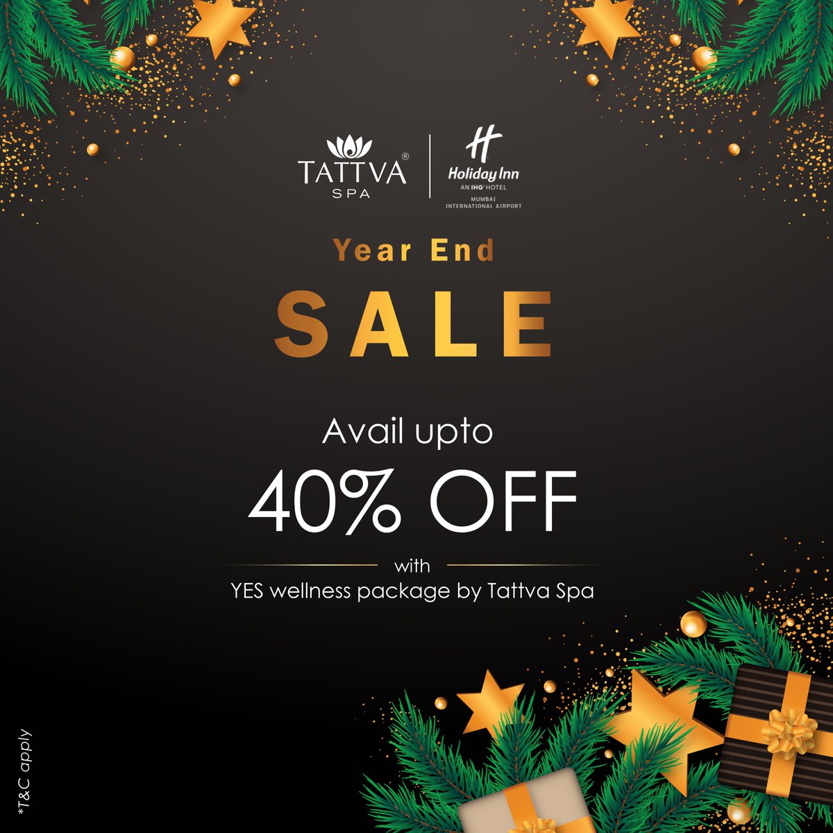 Say YES to self-care! Tattva Spa has curated a wellness package especially for you. 

Call 9999120413 or email wecare@tattvaspa.com to know more. #YearEndSale
Package Price ₹18500 ++
Inclusion ₹30000 (worth of service)
Validity:3 months from the date of purchase

*T&amp;C Apply