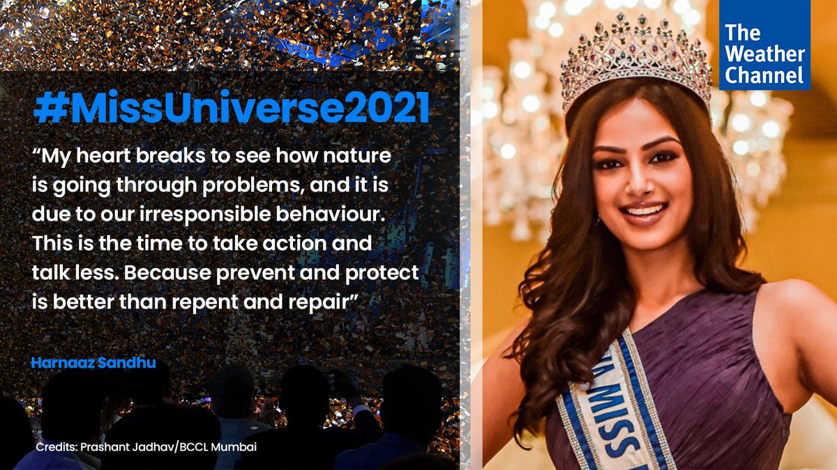 weatherindia's tweet photo. India's #HarnaazSandhu has brought the #MissUniverse crown home after 21 years.

Here's her take on climate change: https://t.co/2W3FSiaDR2