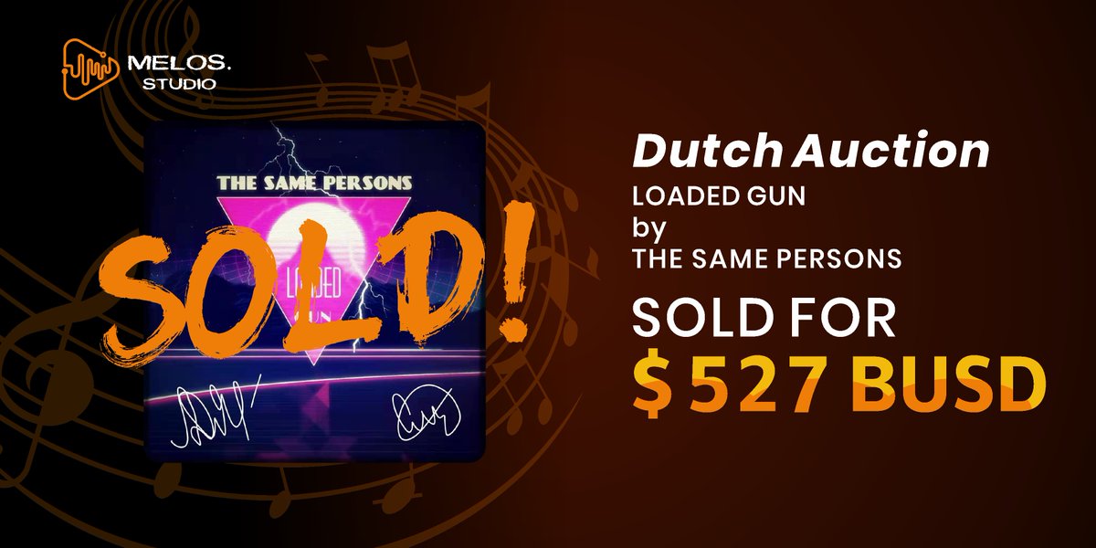 melos_claw's tweet photo. The first ever Music NFT auction on Melos Marketplace is sold.

The price is amazing for one single that sold for $527, congrats to @thesamepersons 

Stay tuned for our next upcoming #MusicNFT auction.

We are welcoming new musicians to join us:
https://t.co/68fduavInQ https://t.co/yjzHgqVKq1