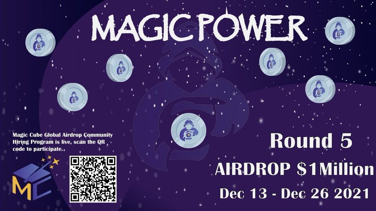 MagicCubeDeFi's tweet photo. 🔥🎁🥳#MagicPower #airdrop round 5 live now!

Total: $2,000 of $MGP 💰

Winners👯
💫 500 random lucky winner for $3 each
💫 Top 100 referrers for $5 each

Use airdrop bot in Telegram👇
https://t.co/0CvdPqBPMF

🗓End: Dec 26th
🗓Distribution: within 3 days after airdrop ends https://t.co/VIMM8cb2Vl