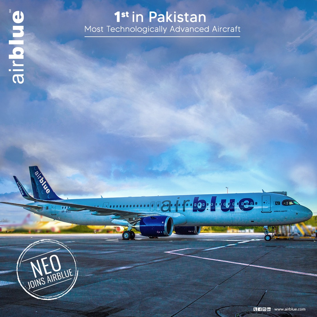 airblueairline's tweet photo. Our #AirbusA321neo in all its glory!
#airblue is the 1st Pakistani airline to induct two A321neo into its fleet.
#neo #a321 #a321neo #flyingredefined #APBOD #APBOE https://t.co/DU77vZ8u1S