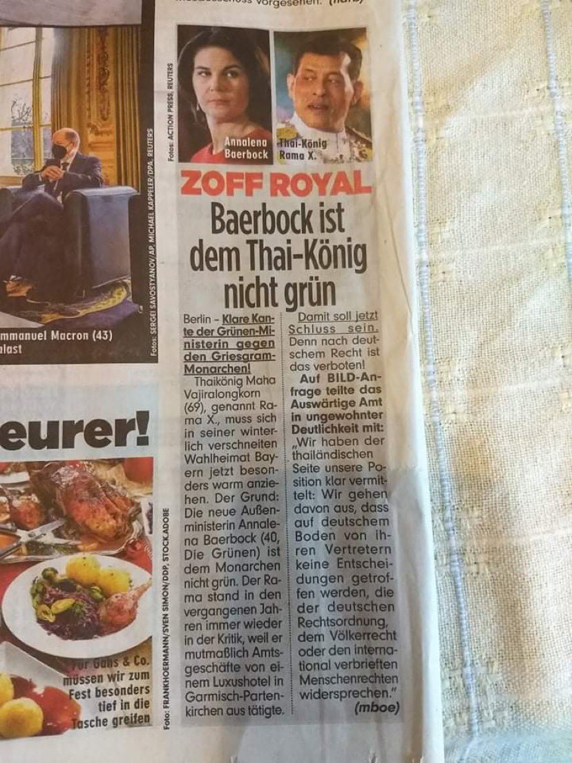 royalist_market's tweet image. ข่าวหนังสือพิมพ์เยอรมันวันนี้ : Annalena Baerbock หัวหน้าพรรคกรีน ได้ก้าวขึ้นมาเป็นรัฐมนตรีกระทรวงต่างประเทศคนใหม่ของเยอรมัน นี่คือข่าวร้ายวชิราลงกรณ์ เธอจะทำให้รัฐบาลเยอรมันมีท่าทีต่อต้านเผด็จการไทยคนนี้มากขึ้น #ทรงพระเจริญ