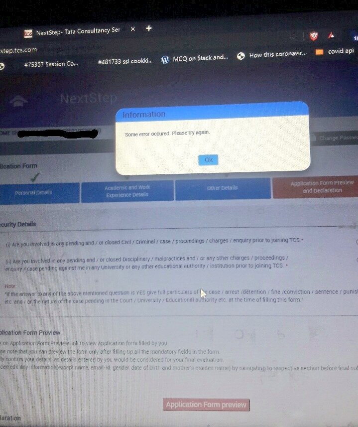 Mokal_Divakar's tweet image. #tcsnextstep portal is showing error since 2 days. help,
I&apos;m not able to submit my application form. @TCS @TCS_iON