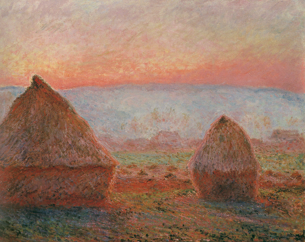 artistmonet's tweet photo. Haystacks at Giverny, the Evening Sun, 1888 #impressionism #monet https://t.co/zN7mnoUyDg