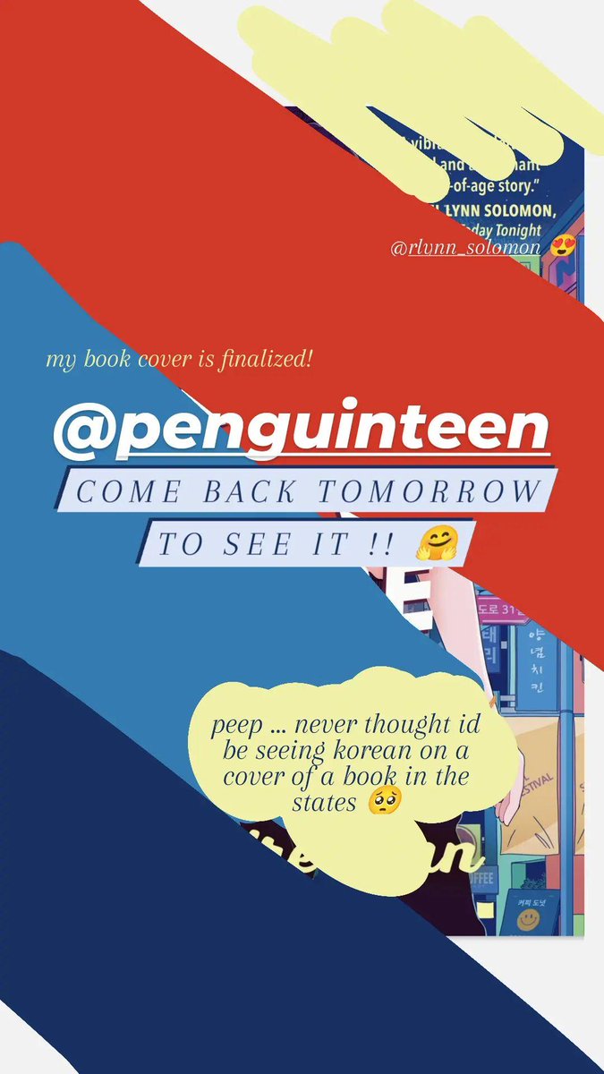 Cover reveal PEEK! it hits different to see #korean on a book cover 🥲 blurb peep as well from the one &amp; only <a href="/rlynn_solomon/">Rachel Lynn Solomon</a> 🤗 <a href="/PenguinTeen/">Penguin Teen</a> @22Debuts #22debuts #IGuessILiveHereNow
