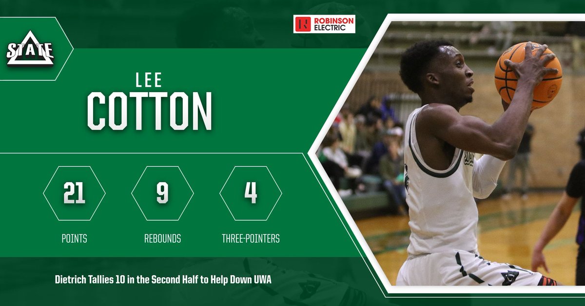 Lee Cotton is tonight's Robinson Electric Player of the Game! 

Lee dropped 21 points on 7-for-8 shooting and knocked down 4 three-pointers!

#WhereChampionsPlay🏀