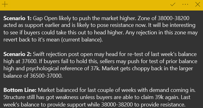 TheAlphaHustle's tweet photo. #BANKNIFTYFUTURE 13-Dec: Market pretty much balancing for last couple of weeks. 36450-37000 was lower balance while 37000-37600 was higher balance developed last week. Pre-market suggests gap up out of balance. #MarketProfile scenarios for #banknifty https://t.co/62GeqxL2Yq