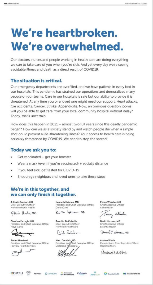 Garrett Welle, MD (@garrettwellemd) on Twitter photo Click to see the CRITICAL message from MN healthcare leaders (via <a href="/StarTribune/">The Minnesota Star Tribune</a>) 👇 Click to see the CRITICAL message from MN healthcare leaders (via <a href="/StarTribune/">The Minnesota Star Tribune</a>) 👇