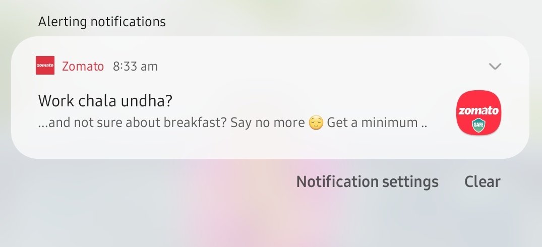 sravaniraogore's tweet photo. Every time i felt this is the Most affectionate message than other.. Thanks @zomato 😁
#justsaying
#firstmessage 
#GoodMorningTwitterWorld https://t.co/gpnRPjrhBc