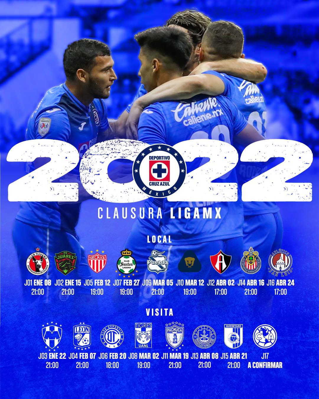microscópico Frugal Nosotros mismos calendario cruz azul liga mx Para