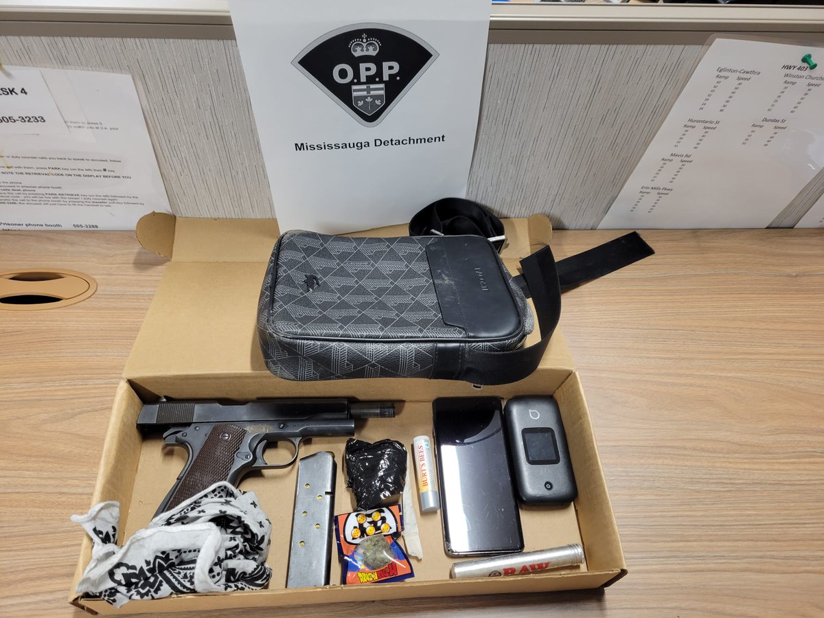 Attention received! Driver took the opportunity to cut off a fully marked OPP vehicle. #HWY410 ramp to #Hwy401EB. 2 males in thier 20's (Brampton). Driver charged HTA violations. Passenger with weapons offences &amp; currently on weapons prohibitions. #MississaugaOPP #Courtdate ^td