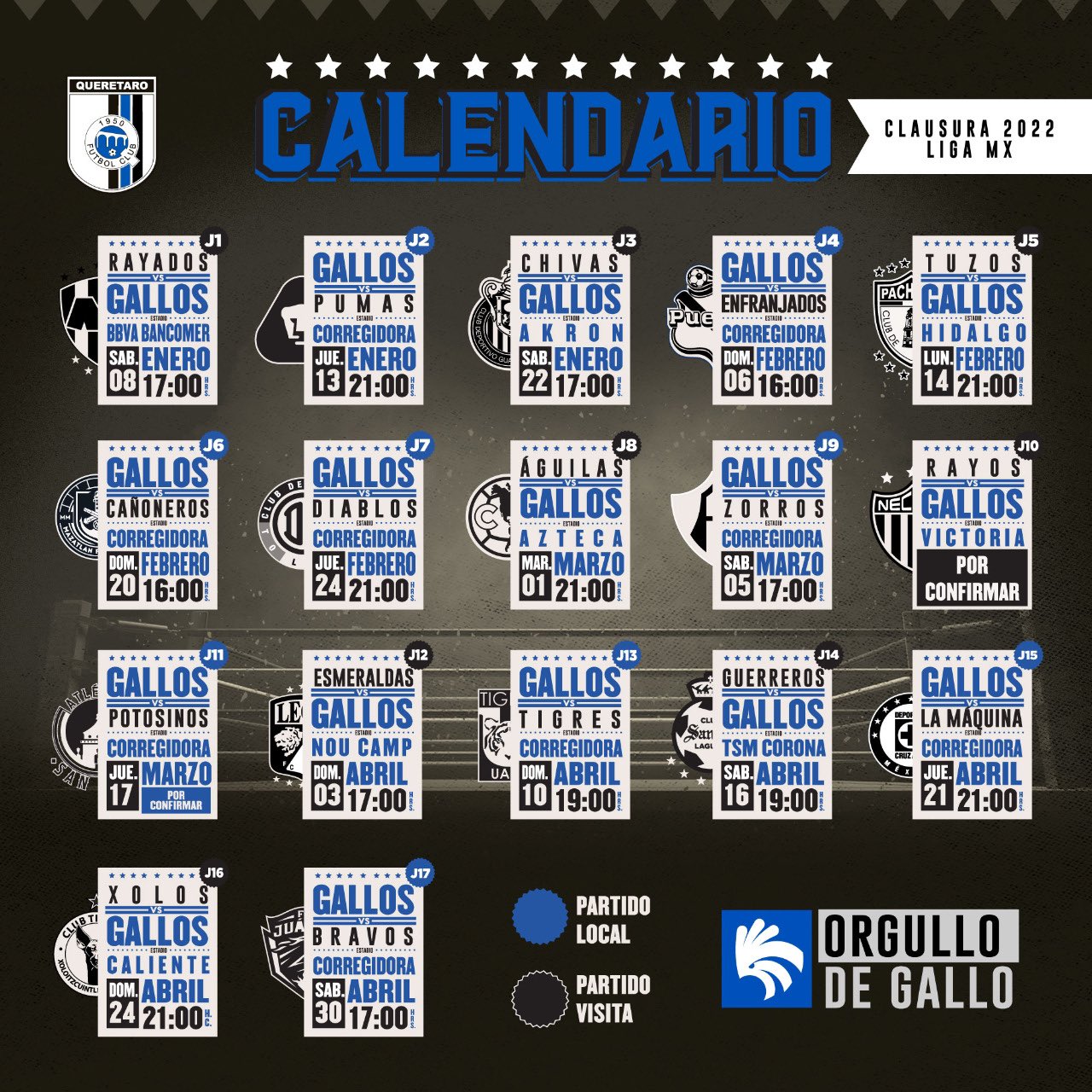 Gallos Blancos on Twitter "¡Hay tiro! El calendario está listo. 📆 🐓