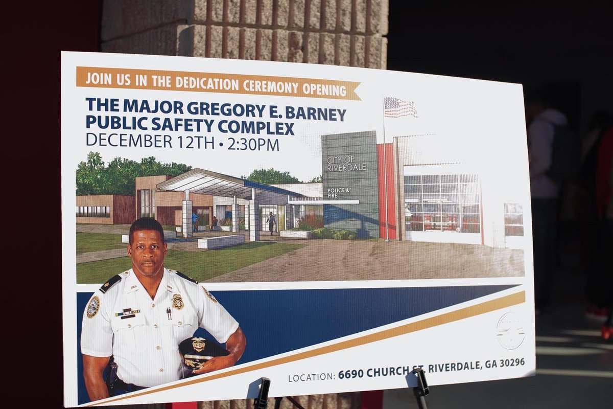 RiverdalePD's tweet photo. Today was the grand opening and dedication the Gregory E. Barney Public Safety Complex. It is named in honor of Major Barney who was killed in the line of duty on February 11, 2016 while assisting officers who were serving a warrant.
#police #odmp #riverdale #riverdalepd #georgia https://t.co/kIomHzegi5