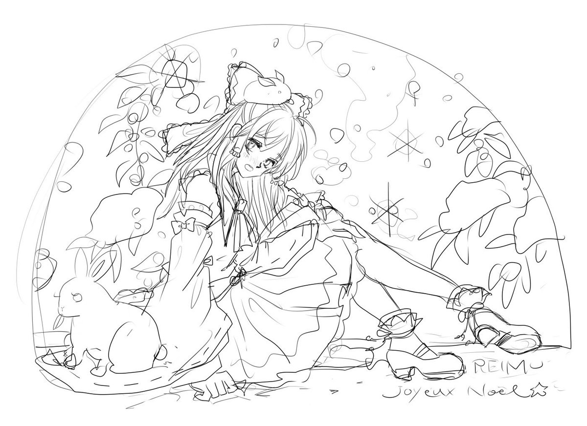 小学生の姪が東方が、れいむが大好き過ぎるという話を聞いたので、おじさんクリスマスカードを作ろうと思って…🎄 