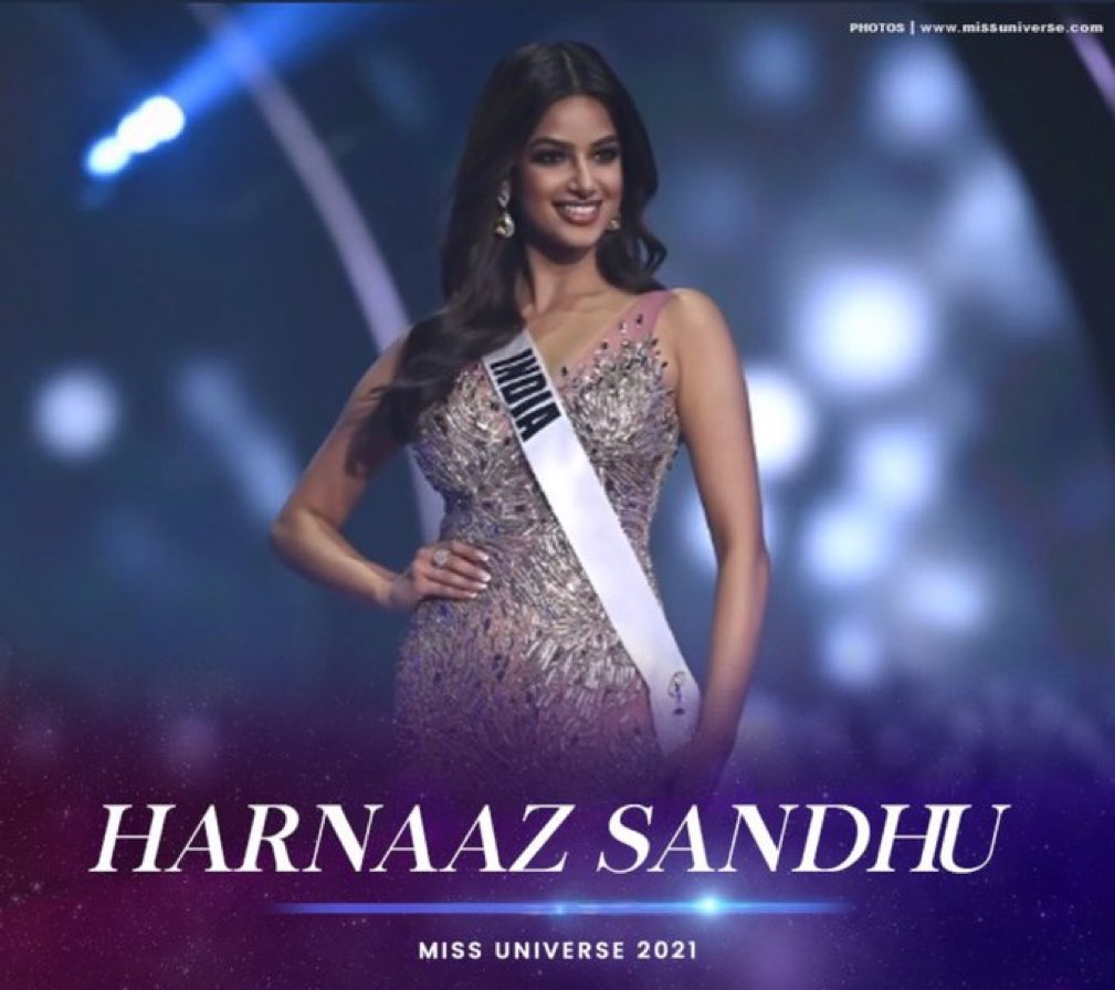 DaggerSaurabh's tweet photo. Say #Hello to new 👑👸 #MissUniverse #HarnaazSandhu 👸 from INDIA.🇮🇳🇮🇳.
#JaiHind
#Indians
#PROUD #moment 
#MissUniverse2021 
#MissUniverso 
#MissUniverseindia https://t.co/YpYwHhwbg0