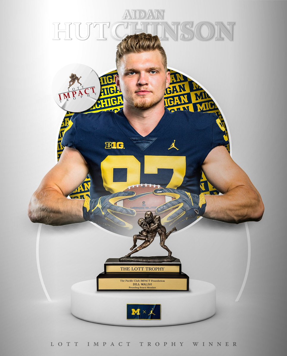 Aidan Hutchinson wins the 2021 Lott Impact Trophy r/CFB(00)