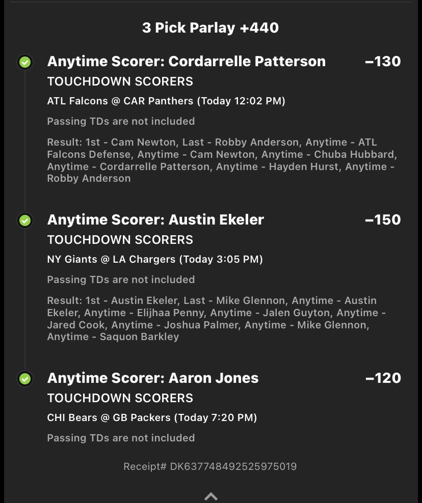 ToddlerBets's tweet photo. The Anytime TD Scorer Toddler Parlay HITS!  Follow for more NFL action next week. https://t.co/WLCPhzKAZJ