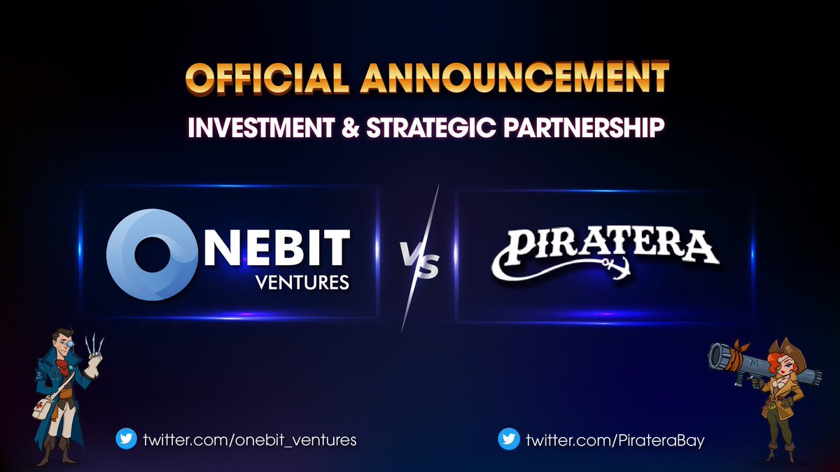 onebit_ventures's tweet photo. 🎉 INVESTMENT ANNOUNCEMENT: ONEBIT VENTURES x PIRATERA 

We’re glad to announce our investment &amp; strategic partnership with @PirateraBay - an open-world RPG game in which players are able to earn tokens by joining in-game battles or contributing to the ecosystem ✨ 

Stay tuned! https://t.co/h2WaQ9ePHG