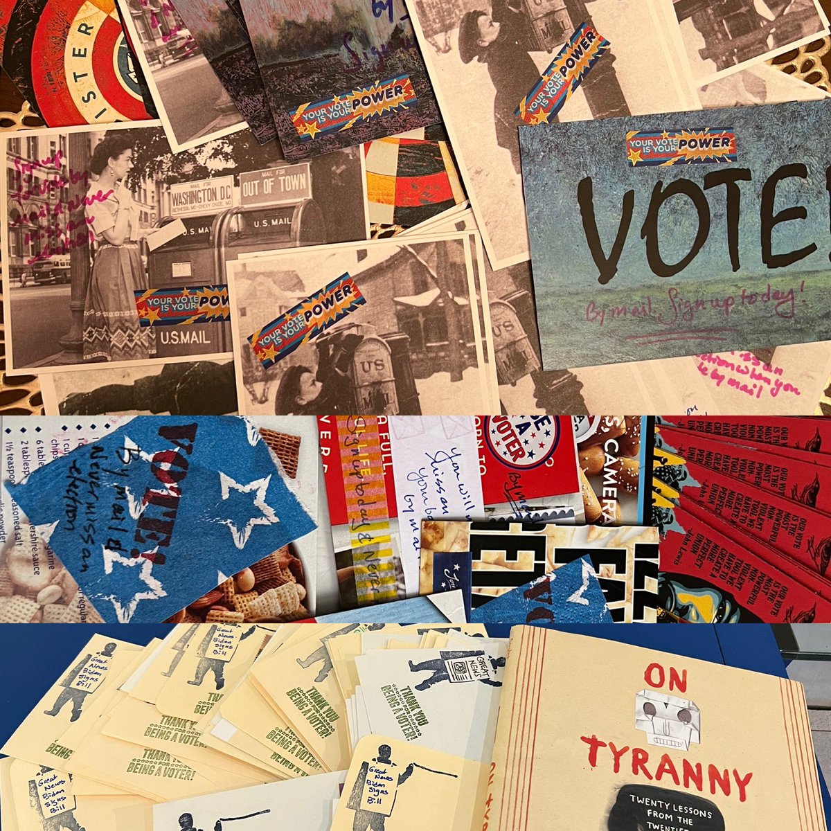 charosb's tweet photo. There is a lot of scary #Democracy news out there. We have a choice we can scroll our way into doom or we can roll our sleeves up, connect at very local levels, build solidarity and keep fighting for the future. Remember their goal is cynicism and fear. #PostcardsToVoters https://t.co/TfBxFRpxPi