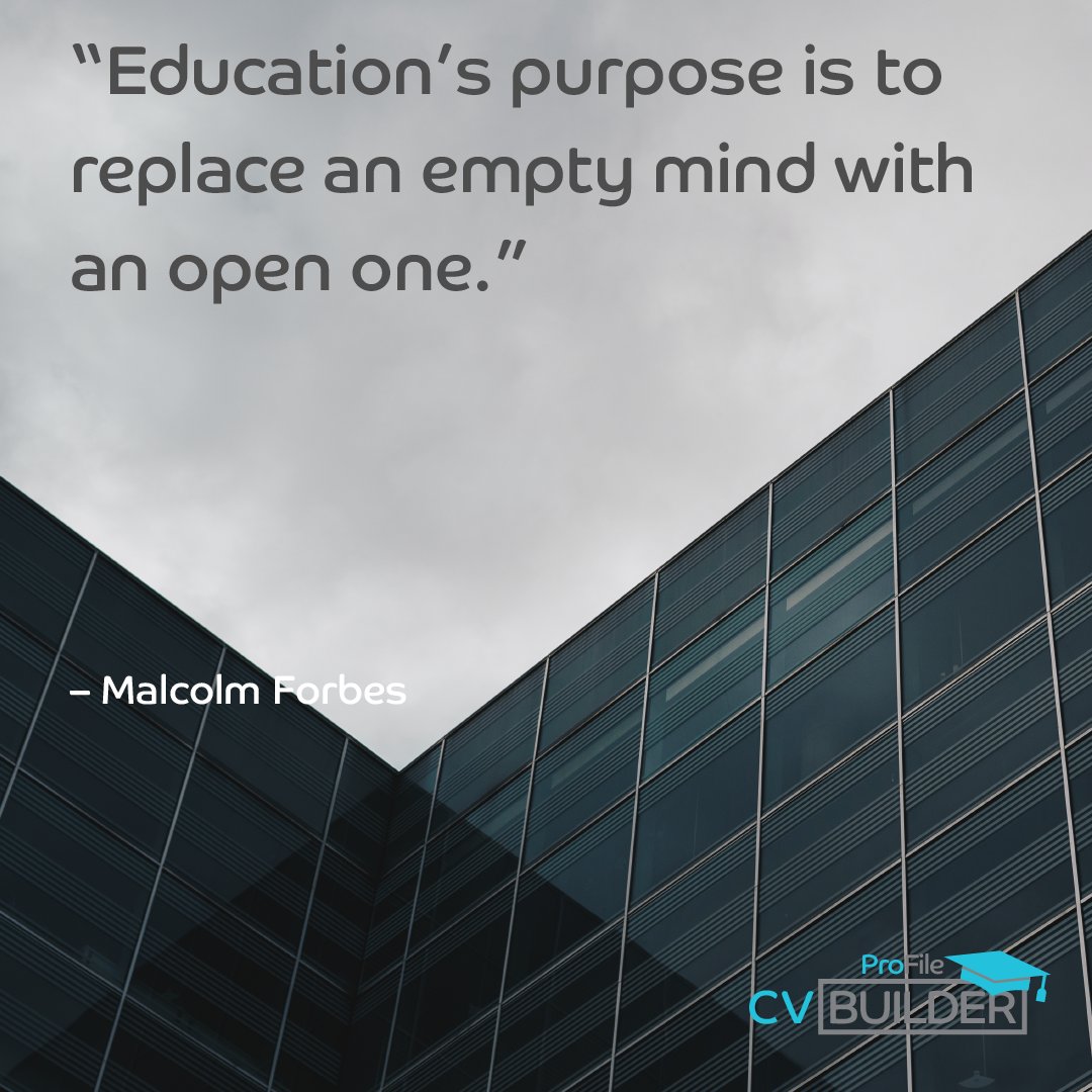 cv_profile's tweet photo. "Education’s purpose is to replace an empty mind with an open one."
-Malcolm Forbes.

#findajob #jobssaveslives #skills #booktraining #training #trainingcourse #unemployment #cv #freecv #certificate #professionalcv #sakhaisizwe #upskill #employment #opentowork #learning https://t.co/c7rgXQ6tOb