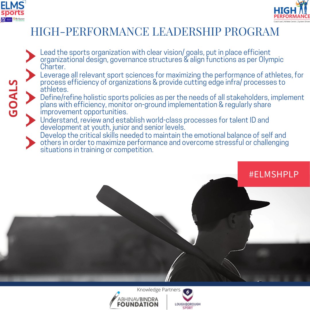 DaniSports_'s tweet photo. The 5 core learning themes of the #ELMSHPLP help participants gain critical insights into what it takes to be High-Performance leaders &amp; administrators to help drive India’s aspiration of becoming a sporting powerhouse by 2028.

https://t.co/re00OV2k9F

#athletecentric #coachled https://t.co/cBRUUFe7LK