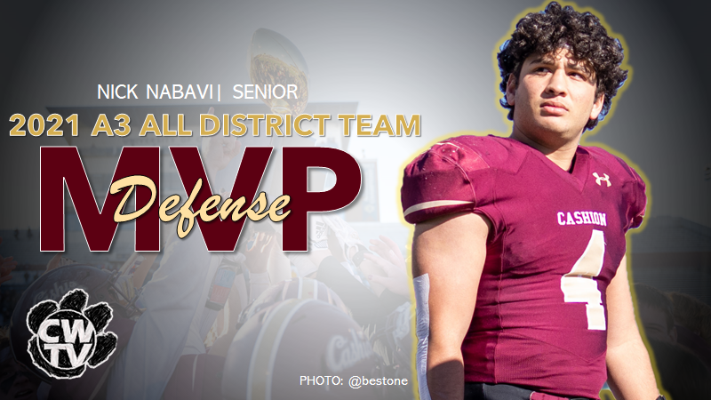 CONGRATULATIONS! NICK NABAVI! OVERALL 2021 DISTRICT A3 DEFENSE MVP @cashionfootball @Cam_Jourdan @bestone @NabaviNick