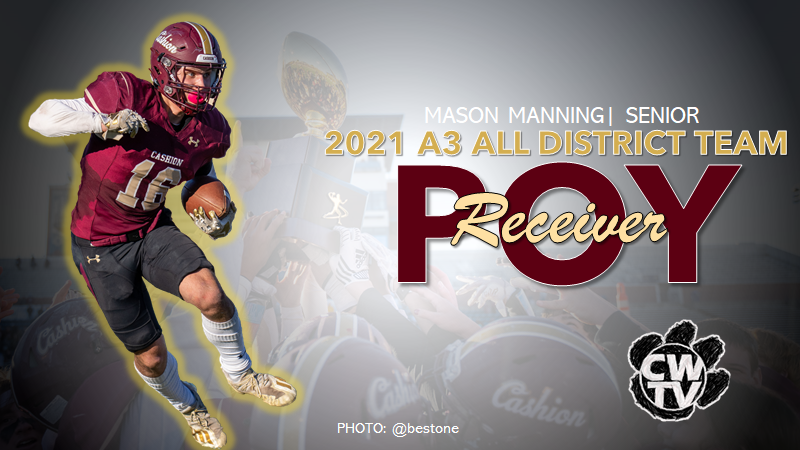 CONGRATULATIONS! MASON MANNING 2021 DISTRICT A3 PLAYER OF THE YEAR- WR @cashionfootball @Cam_Jourdan @bestone @16mason_