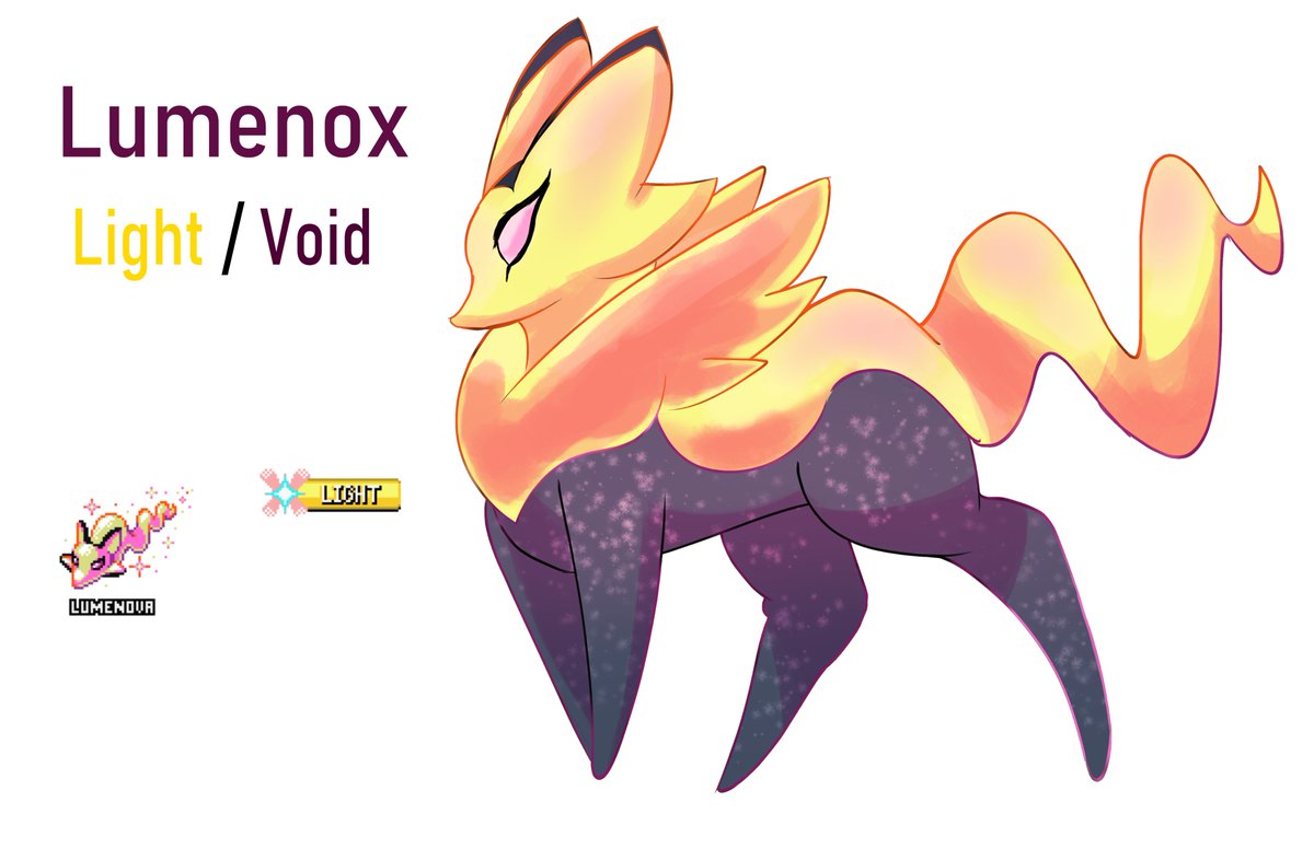 simply_privater's tweet photo. well here's my (almost late) submission for @moncrafty  #MonCraftContest. The celestial evolution to Lumenova the Light/void Lumenox. #fakemon https://t.co/gYpKqDS8HE