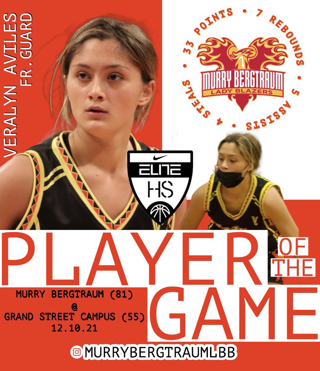 Player of The Game (12.10.21)
🔴 Veralyn Aviles 🟡
Class of 2025
#nike #nikeelitehs #psal #ladyblazers 

<a href="/CoachJNoel/">J. Noel</a> <a href="/NYGHoops/">NYGHoops</a> <a href="/NYCHoops/">NYC Hoops</a>