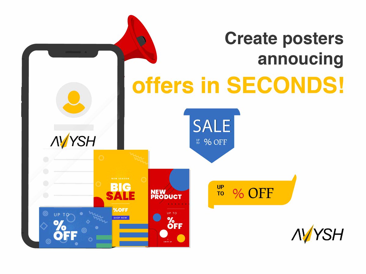 avysh_tech's tweet photo. With your Remote Business Management App, you can now create attractive posters in a few seconds. No more waiting at the printers' to get posters made. 
#avysh #digitalstorefront #RemoteBusinessManagementApp #showcase #promote #engage https://t.co/mTGzSSHOEj