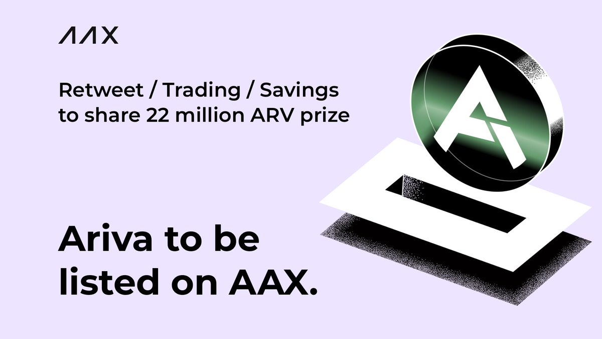 AAXExchange's tweet image. In celebration of #ARV listing, #AAX offers 22M ARV to users who retweet, trade &amp;amp; subscribe to savings!

To participate in our ARV airdrop:
🗓️: 9 AM Dec 13 - 19 UTC

1⃣Follow us and @ArivaCoin
2⃣Retweet with #AAXListsARV and @ 3 friends
3⃣Fill in the form: bit.ly/31RYv0u