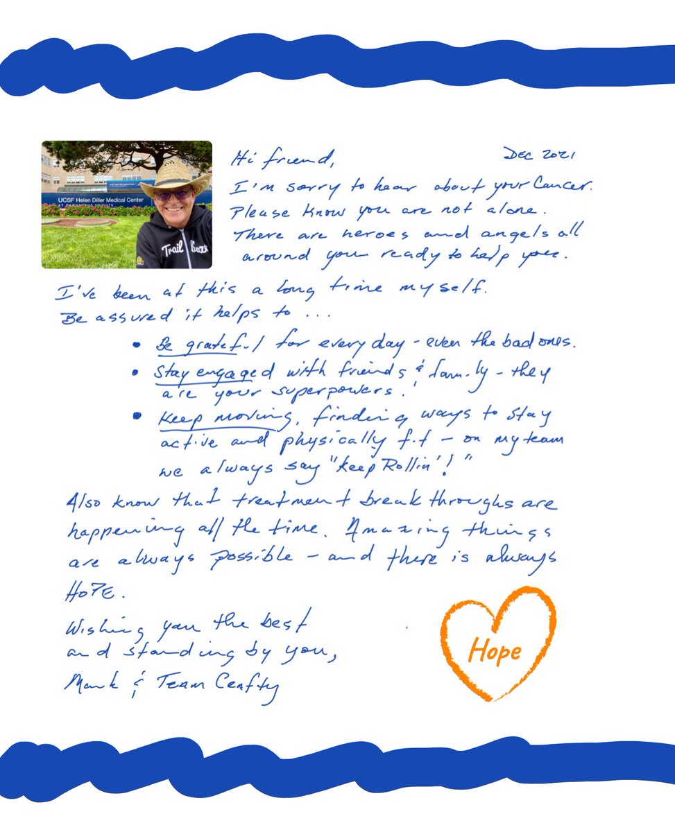 What I’d say to anyone receiving a scary #cancer diagnosis … I’ve been at this a very long time, 217 weeks now. Be assured you are not alone. Amazing things are always possible. There’s always #hope. 😎 🧡Read the full post at TeamCraftyConquersCancer.org 

#health #cancersurvivor