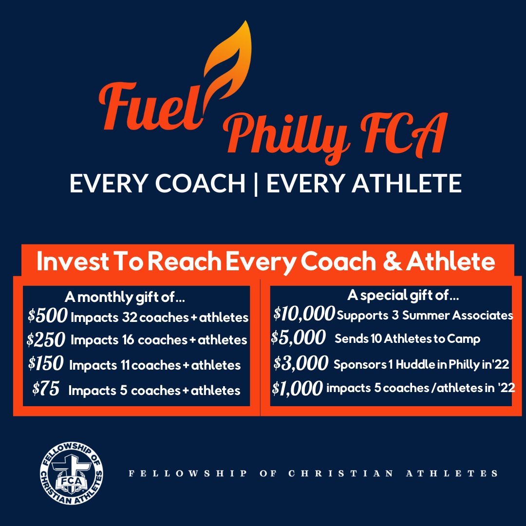 We have reached 10% of our God-sized goal for Philly FCA of $56K by December 31.  FUEL Philly FCA by investing today my.fca.org/phillycityfca or purchase a chance to win an Eagles vs Cowboys game day experience with <a href="/BostonScott2/">DIG B0ston.</a>.  phillyfca.rallyup.com/phillyfca