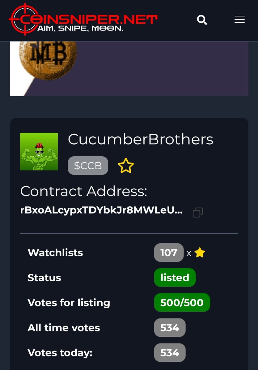 Yes we did it. Farmers true friends definitely are reliable friends. We will request another listing. 😎🤘

For the Gift 3 Lucky Winners of 1M CCB To those who vote:
1. Tag 3 friends
2. Follow 
3. Like 
4  Retweet

#CucumberBrothers 🥒
#LFG 💣💥💣💥💣💥