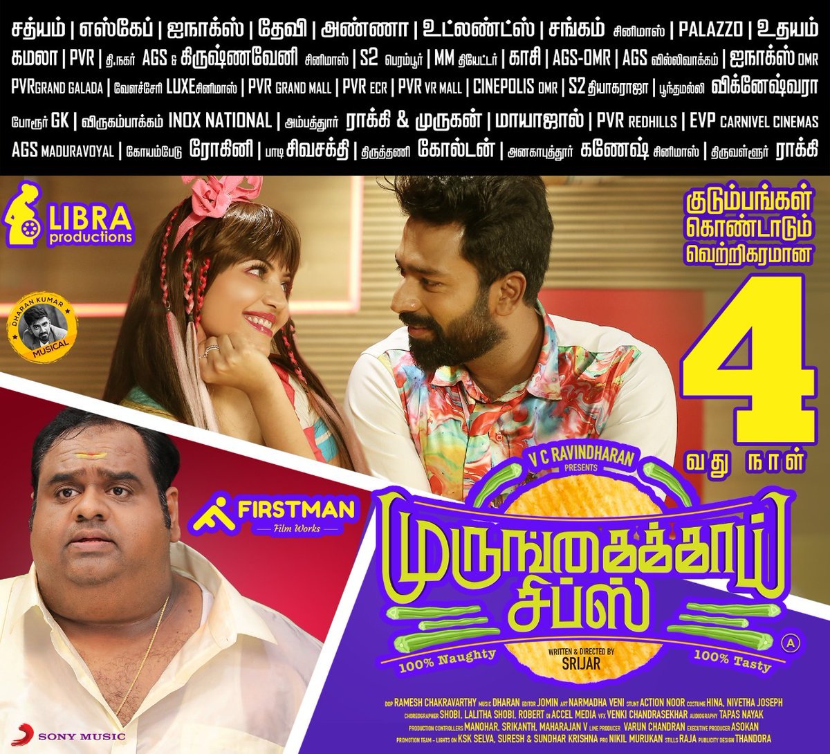 FirstManFilms's tweet image. #Murungaikkaichips - குடும்பங்கள் கொண்டாடும் வெற்றிகரமான 4 வது நாள்..

In theatres near u..

@LIBRAProduc @fatmanravi @FirstManFilms @imKBRshanthnu @AthulyaOfficial @dharankumar_c @Srijar_Director @dop_ramesh @J0min  @onlynikil @asokanGI @sonymusicsouth @lightson_media