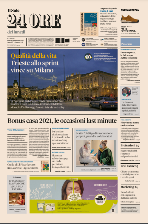 #QualitàdellaVita: Trieste vince allo sprint su Milano. Oggi il #QdvDay del <a href="/sole24ore/">IlSole24ORE</a> con un numero speciale in edicola e digitale, la nuova area interattiva di Lab24 e il grande evento web e Sky dalle 15:30 ilsole24ore.com/art/l-italia-r…
