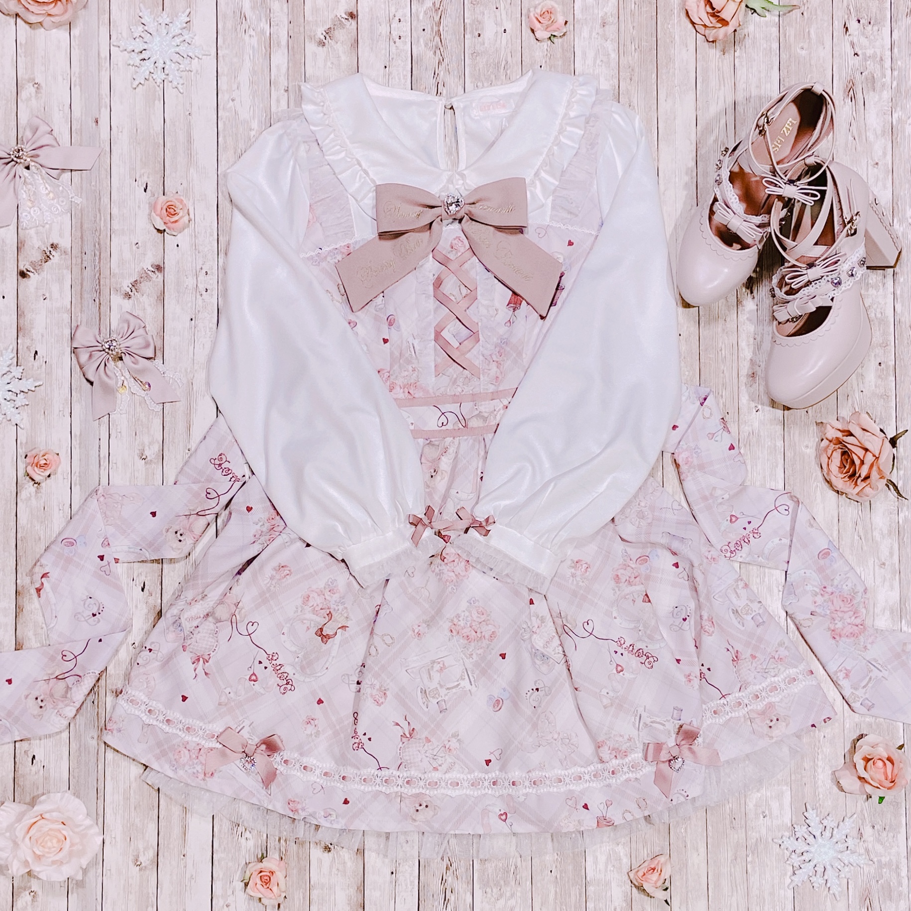 リズリサ 快く Sewing Bear柄セットアップ リズリサ 快く Sewing Bear柄セットアップ