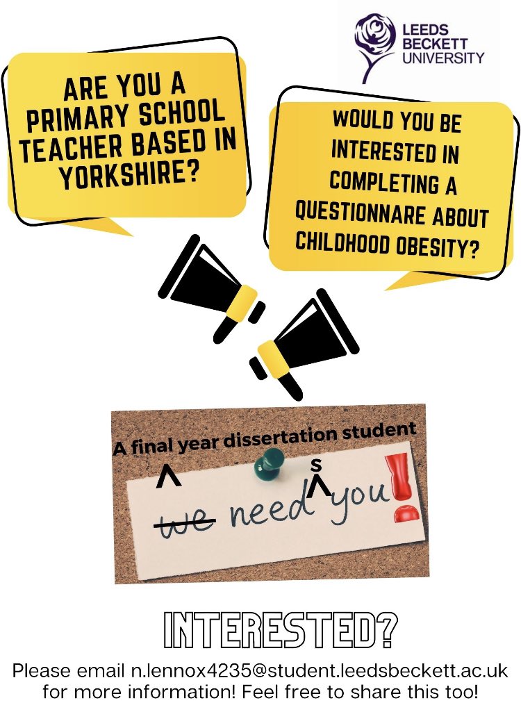 natalie_lennox's tweet photo. 📣‼️Please share! Looking for primary school teachers based in Yorkshire to take part in a questionnaire for my dissertation. More details in picture attached! Thank you🙏‼️📣 https://t.co/vL3WAAT03F