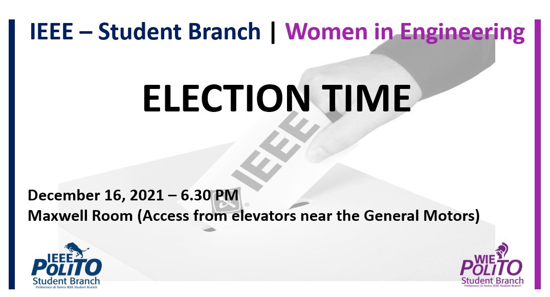 IEEESBPoliTO's tweet photo. IEEE PoliTO Election!

⌚ Polling Time: 6.30 PM CET
🌎 Venue: Maxwell Room (Access from elevators near the General Motors)
👉 Info: https://t.co/YAbT16xe82
👉 Registration: https://t.co/qUW2N9lQnp

#ieee #networks #sbpolito #wiepolito #polito #research #phd #election https://t.co/OlHocZvnLc