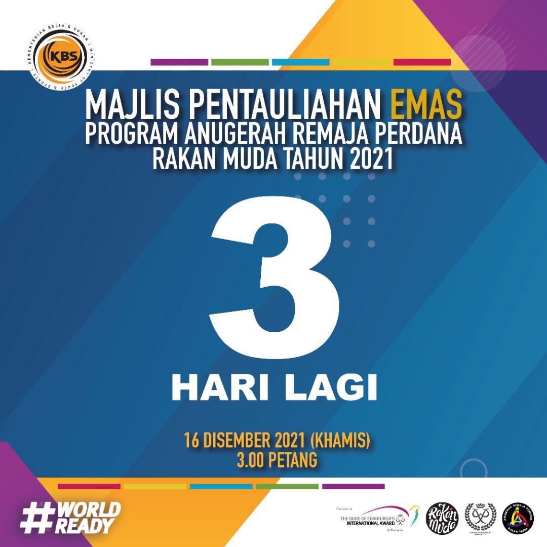 rakanmudaLAH's tweet photo. Ada 3 tahap yang perlu dilaksanakan bila kawan-kawan sertai ARPRM. Mula dengan Gangsa, sambung ke Perak, sempurnakan dengan Emas
Sebagai satu pengiktirafan, Majlis Pentauliahan Emas ARPRM kini kembali lagi bagi tahun 2021
Sama-sama kita nantikan
#arprm
#worldready
#RakanMuda https://t.co/Ruk2mN4RZV