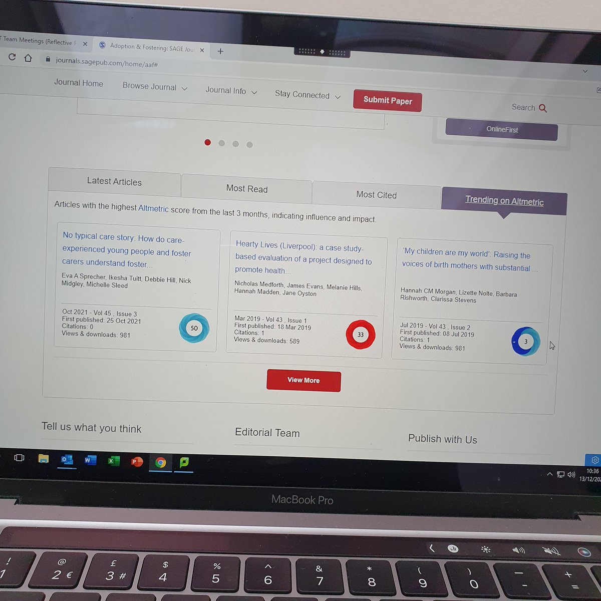 So proud that my paper with <a href="/DebbieAnneH/">Debbie Anne</a> Ikesha Tuitt and my supervisors Prof Midgley and Dr Sleed is currently top trending and 5th most read in Adoption and Fostering Journal! 981 views and downloads folks - getting care experienced and carer voices out there means the world 🌎