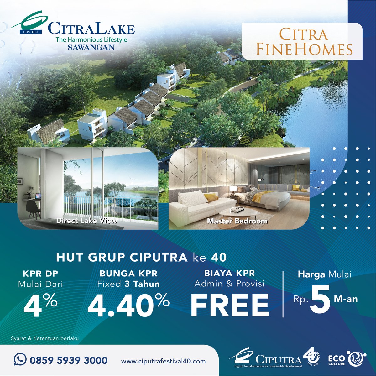 Citra_Lake's tweet photo. Ikuti Virtual Exhibition Ciputra Fest 4.0 dan dapatkan Promo Menarik DP KPR mulai dari 4%, Bunga KPR Fixed 3 Tahun sebesar 4.40%, serta Bebas Biaya Admin &amp; Provisi KPR.

Registrasi sekarang di https://t.co/8ljRXtZEKT

#ciputrafestival40 #ciputrafestival #ciputragroup https://t.co/KQNkOlhGEz