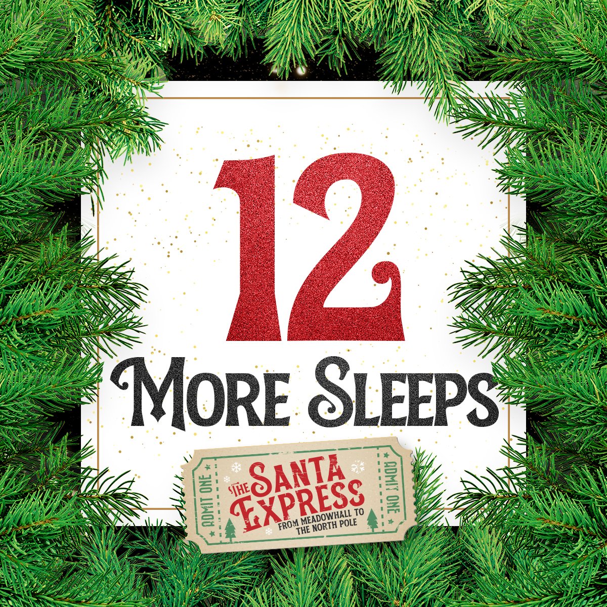 SantaExpressUK's tweet photo. Goooood morning! Just in case you didn't know... IT'S ONLY 12 MORE SLEEPS UNTIL CHRISTMAS! 🎅🏻 Also, don't forget that the Santa Express now runs from 1pm weekdays! Check availability 👉 https://t.co/Lyzokzfbie 
#SantaExpress #MHChristmas #LoveMeadowhall #Sheffield #VisitSheffield https://t.co/tvkWHsi0vO