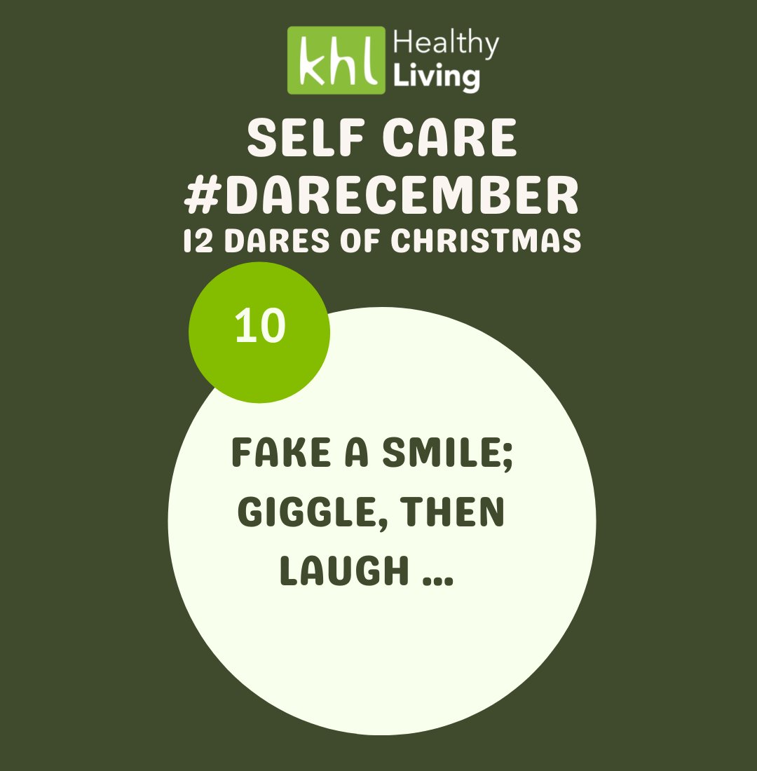 KHL_Keighley's tweet photo. Our Self Care #DAREcember for you today is one to make you smile! quite literally! Laughter is a positive sensation, and a useful way to overcome stress - laughing reduces the stress-making hormones found in your blood. Which can only be a positive at this time of year. https://t.co/H5wJAaHJOT