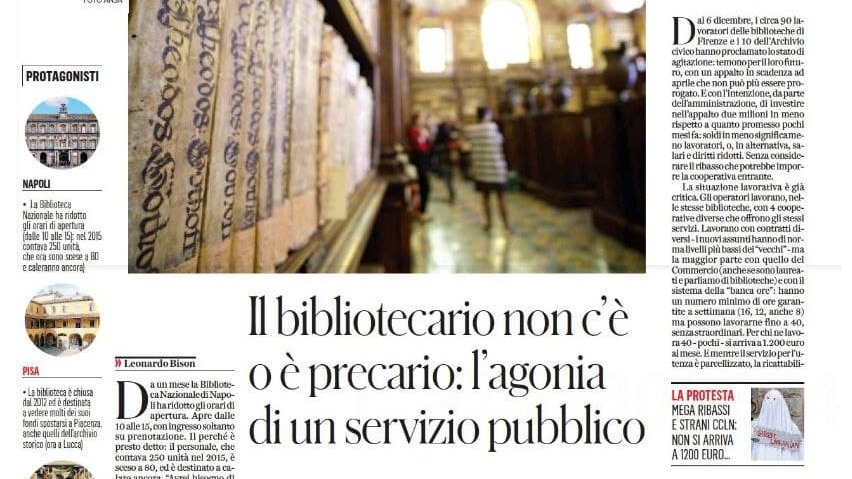 LeonardoBison's tweet photo. Oggi sul @fattoquotidiano racconto la situazione delle biblioteche italiane.
Solo il 10% ha un bibliotecario assunto, più del 70% non ha personale interno, il 52% sopperisce con volontari e stagisti. E queste sono solo quelle che esistono: il 42% dei comuni ne è privo. #AIB https://t.co/f29aTpUd7V