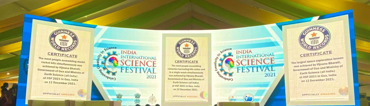 Hattrick of @GWR at @IISF2021 we are proud to achieve this and appreciate the efforts and participation of all the school students of #goa @moesgoi @jayantss66 @DrJitendraSingh @shekhar_mande @yash_gupta_62 @KSivan_ISR0 @iisfest @rajesh_gokhale