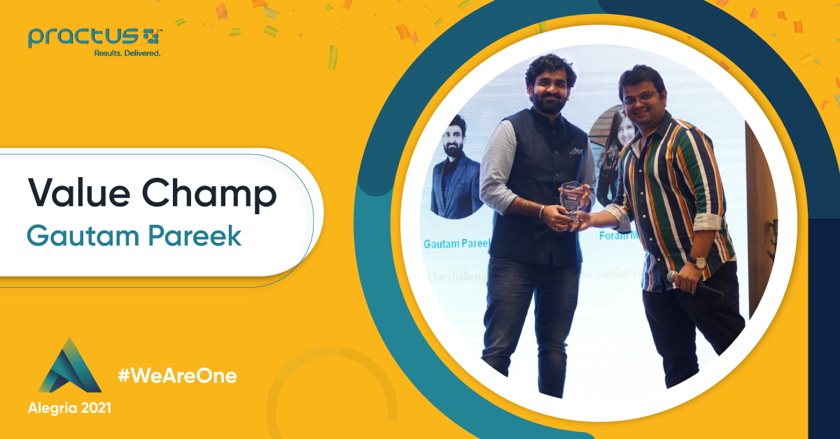 practusadvisors's tweet photo. Our Value Champ, @gautamvpareek, has consistently demonstrated exceptional alignment with the Practus values of Delivering Results. We congratulate him on this well-deserved achievement! #Congratulations #Values #Practus #Contribution #ResultsDelivered #ROIbyPractus https://t.co/I10iWz8pCU